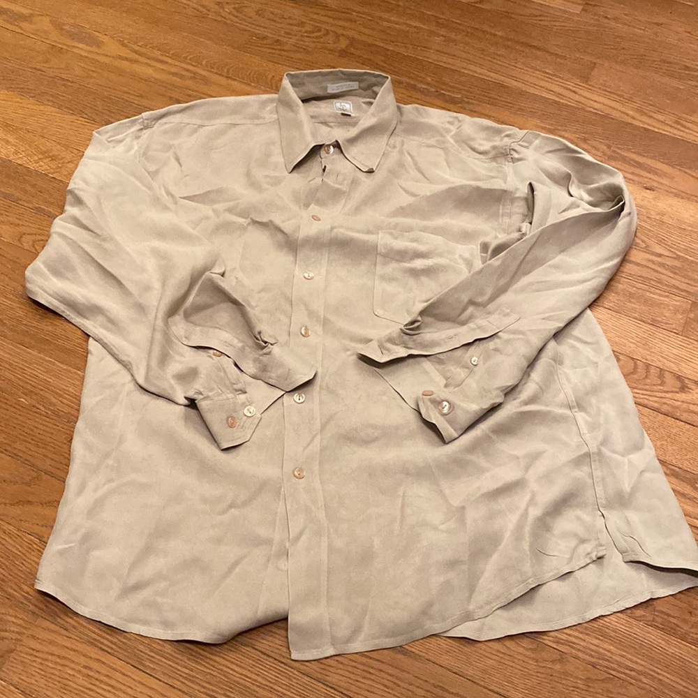 Tan button down